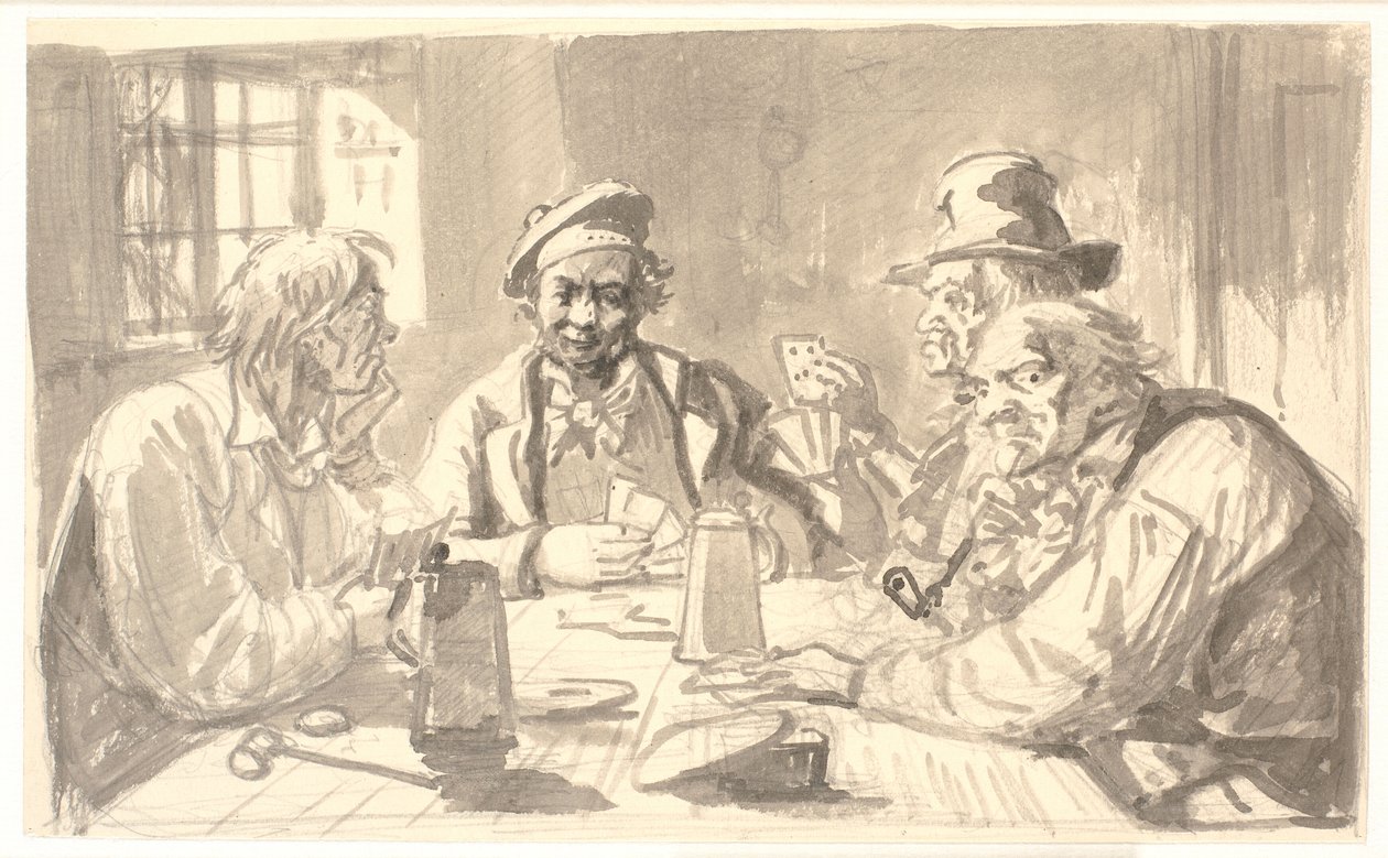 Kaartspel in een herbergkelder door Wilhelm Marstrand