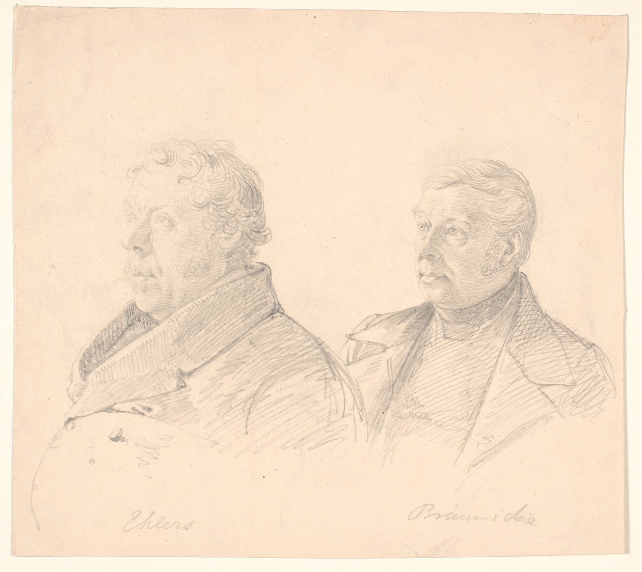 Portretten van twee inwoners van Roskilde "Ehlers" en "Brünniche" door Wilhelm Marstrand