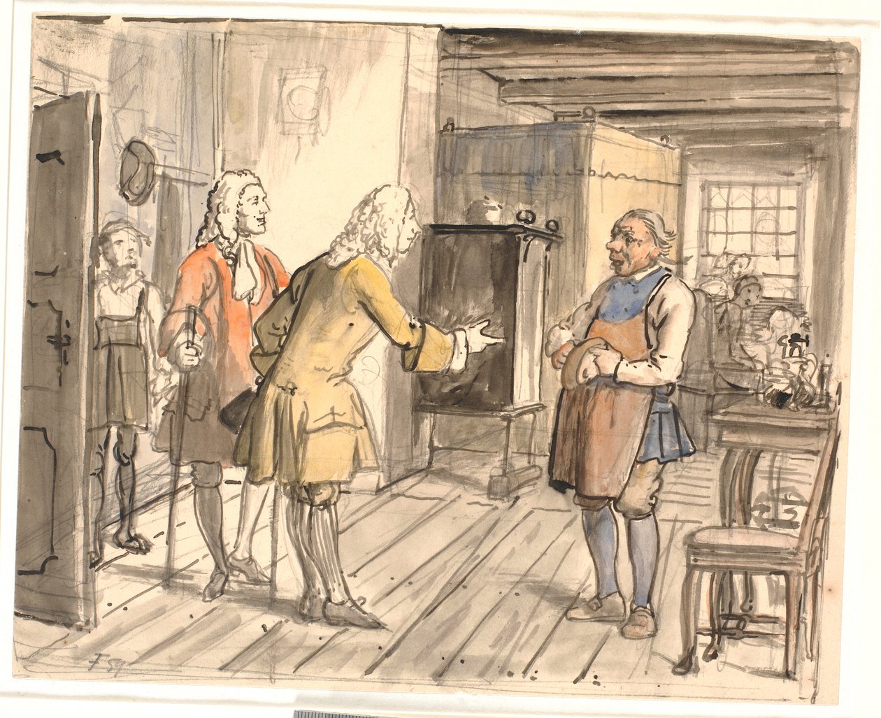 Bezoek van de raadsheren met gelukwensen. (De politieke kandesteker) door Wilhelm Marstrand