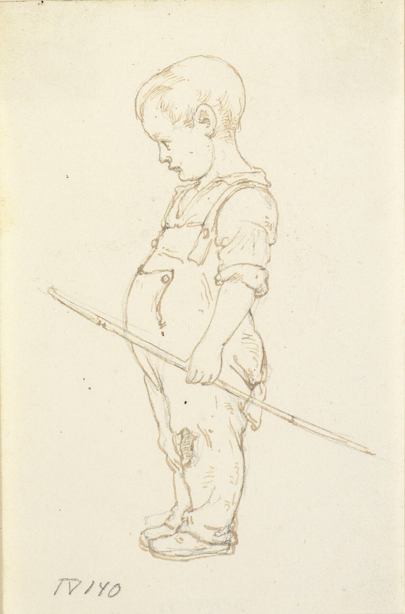 Staande kleine jongen met een stok in de hand door Wilhelm Marstrand