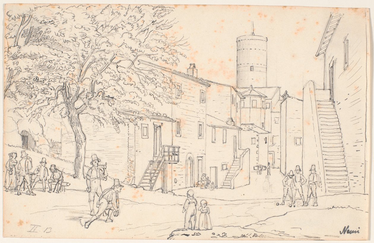 Het Plein in Nemi door Wilhelm Marstrand