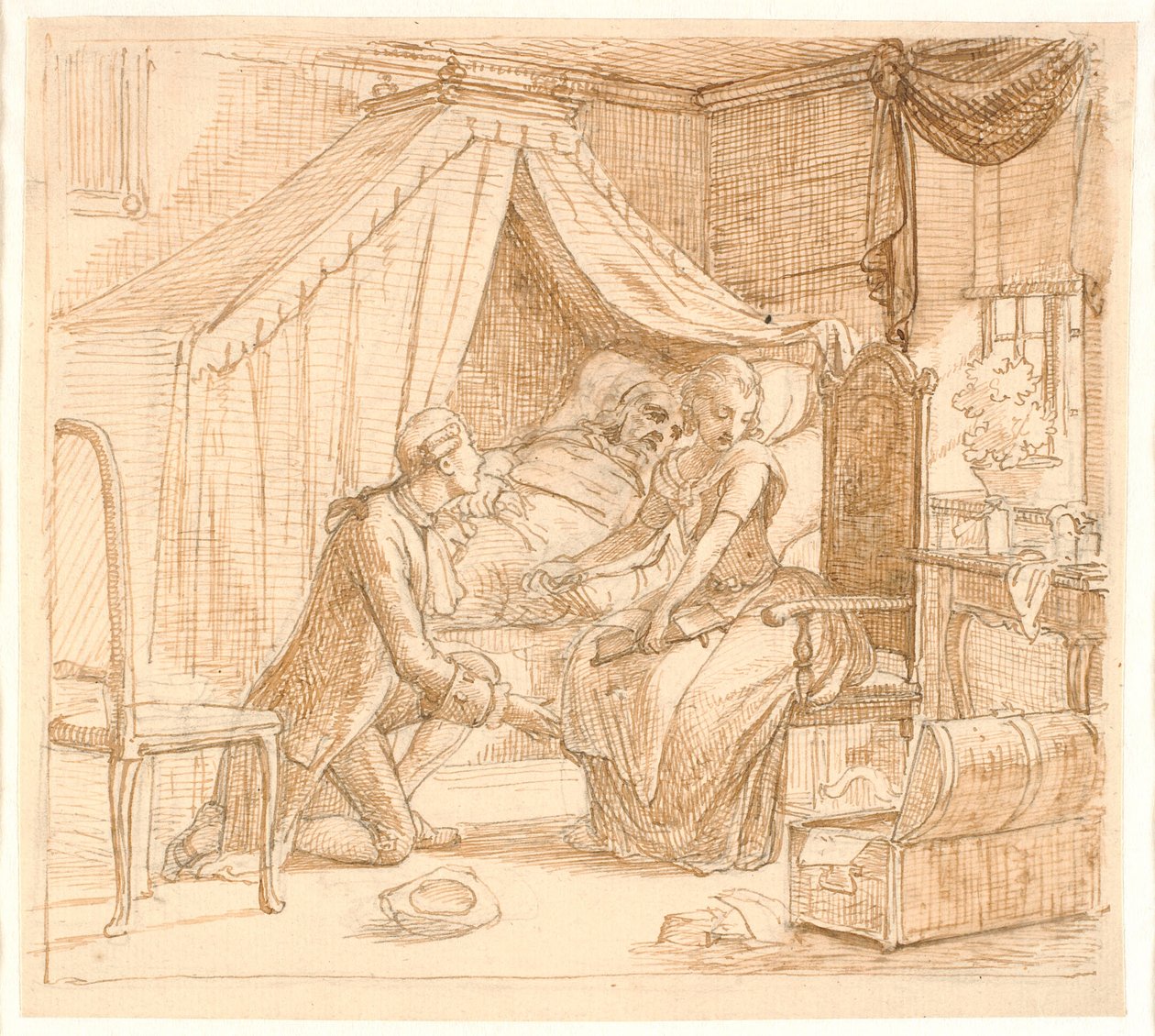 Verloving bij een ziekbed door Wilhelm Marstrand