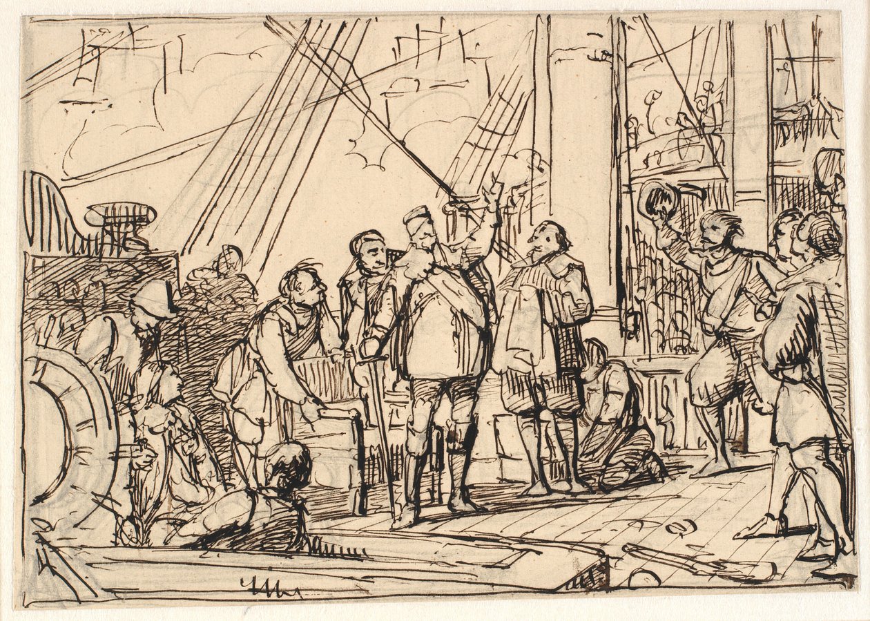 Ontwerp voor het schilderij in de kapel van Chr. 4 in Roskilde "Chr. 4 op de Drie-eenheid" door Wilhelm Marstrand