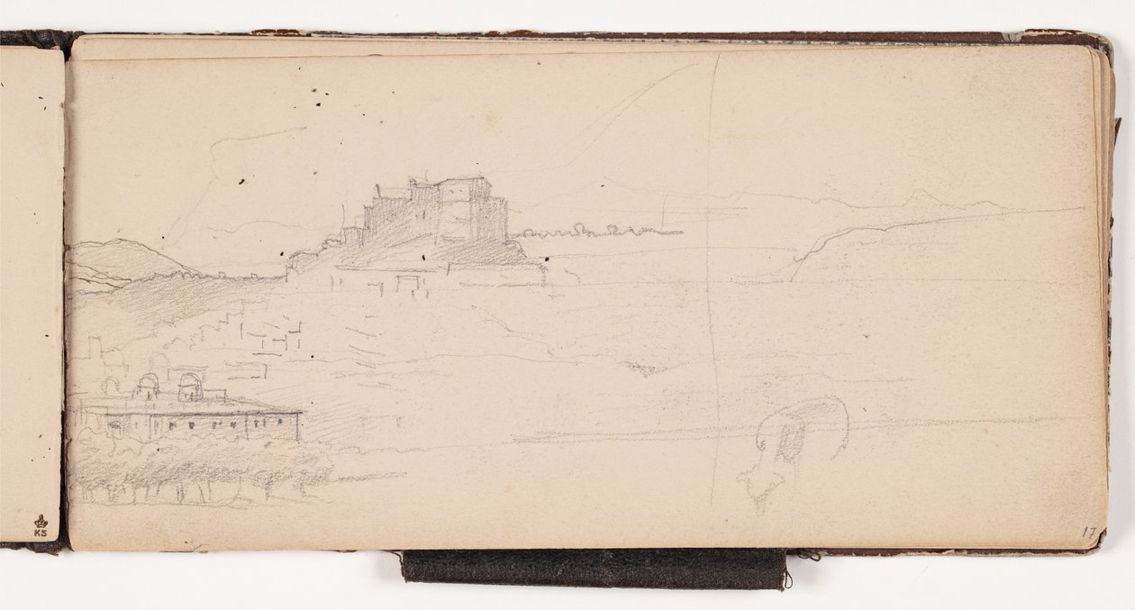 Uitzicht op een stad in een Italiaans berglandschap door Wilhelm Marstrand