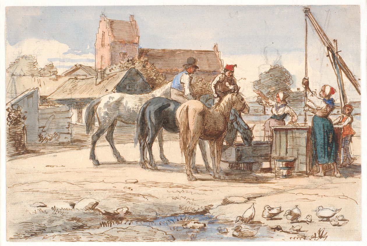 Bij de bron buiten het dorp door Wilhelm Marstrand