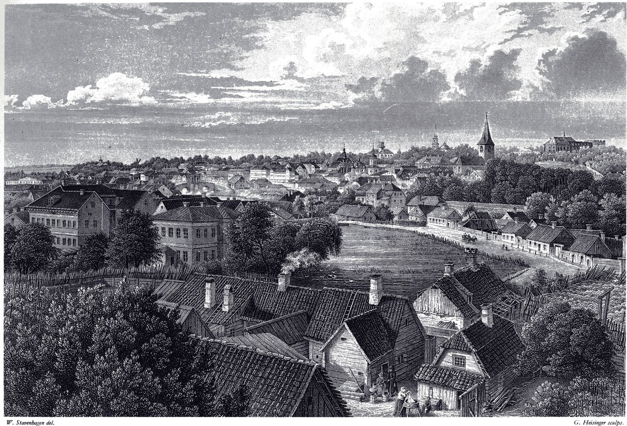 Zicht op Dorpat, ca. 1850 door Wilhelm Siegfried Stavenhagen