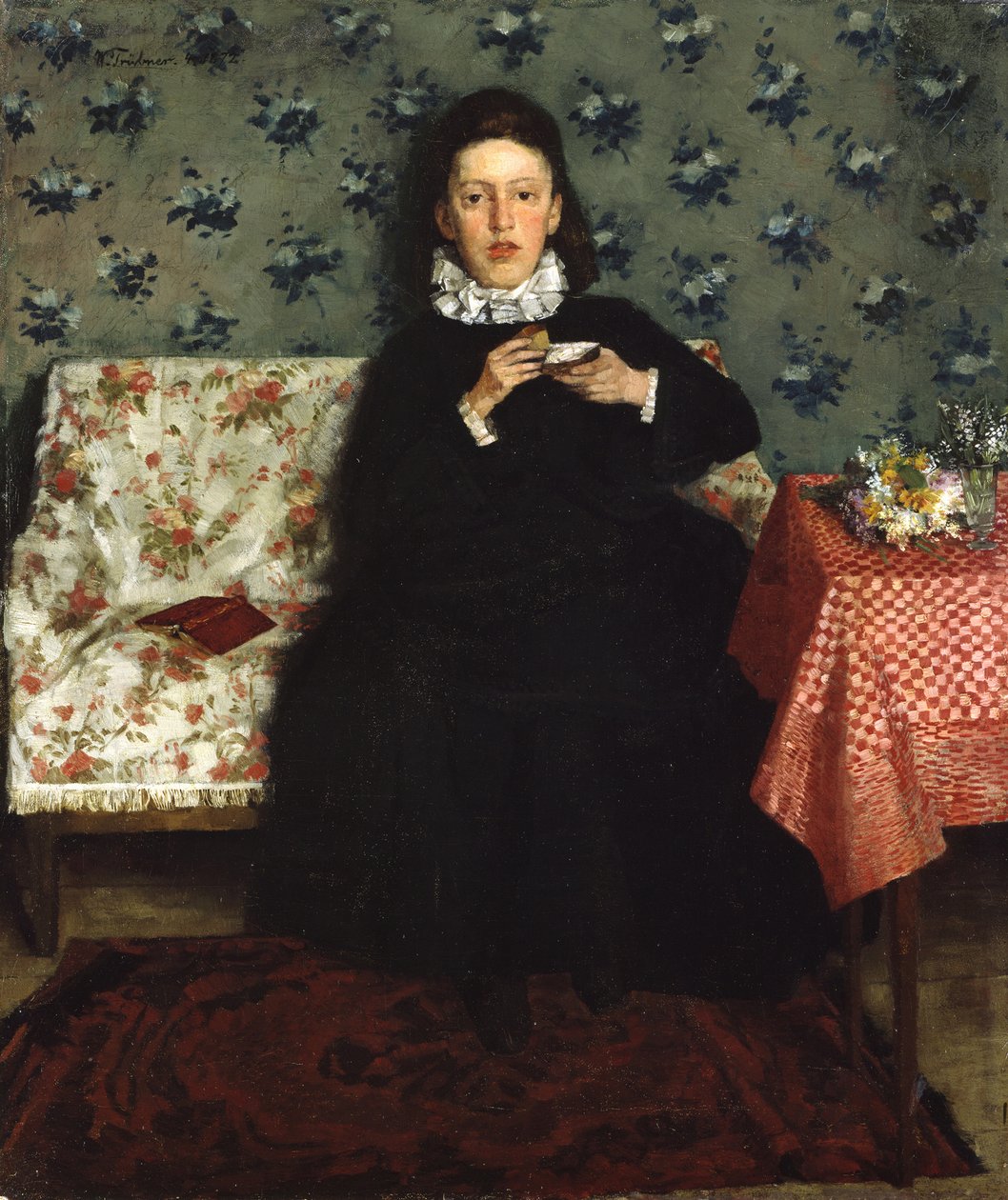 Op de canapé door Wilhelm Trübner