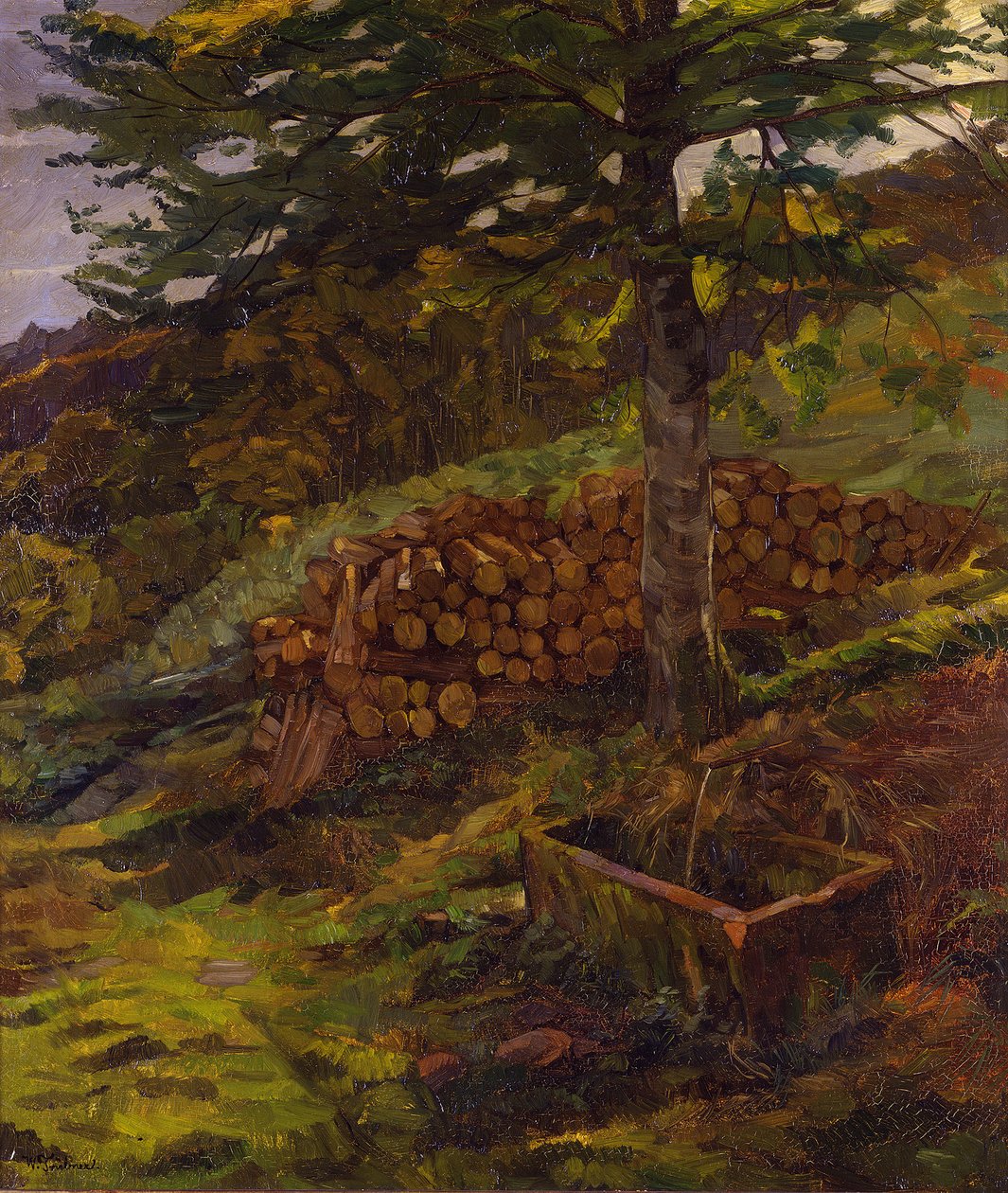 De Siegfried-fontein in het Odenwald door Wilhelm Trübner