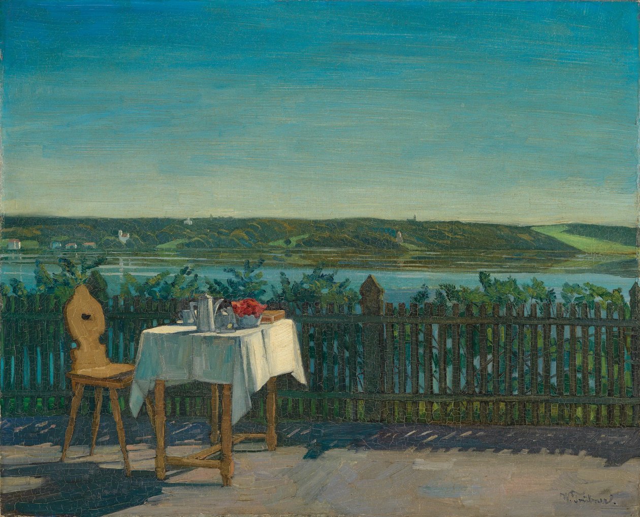 Koffietafel aan het Starnberger Meer door Wilhelm Trübner