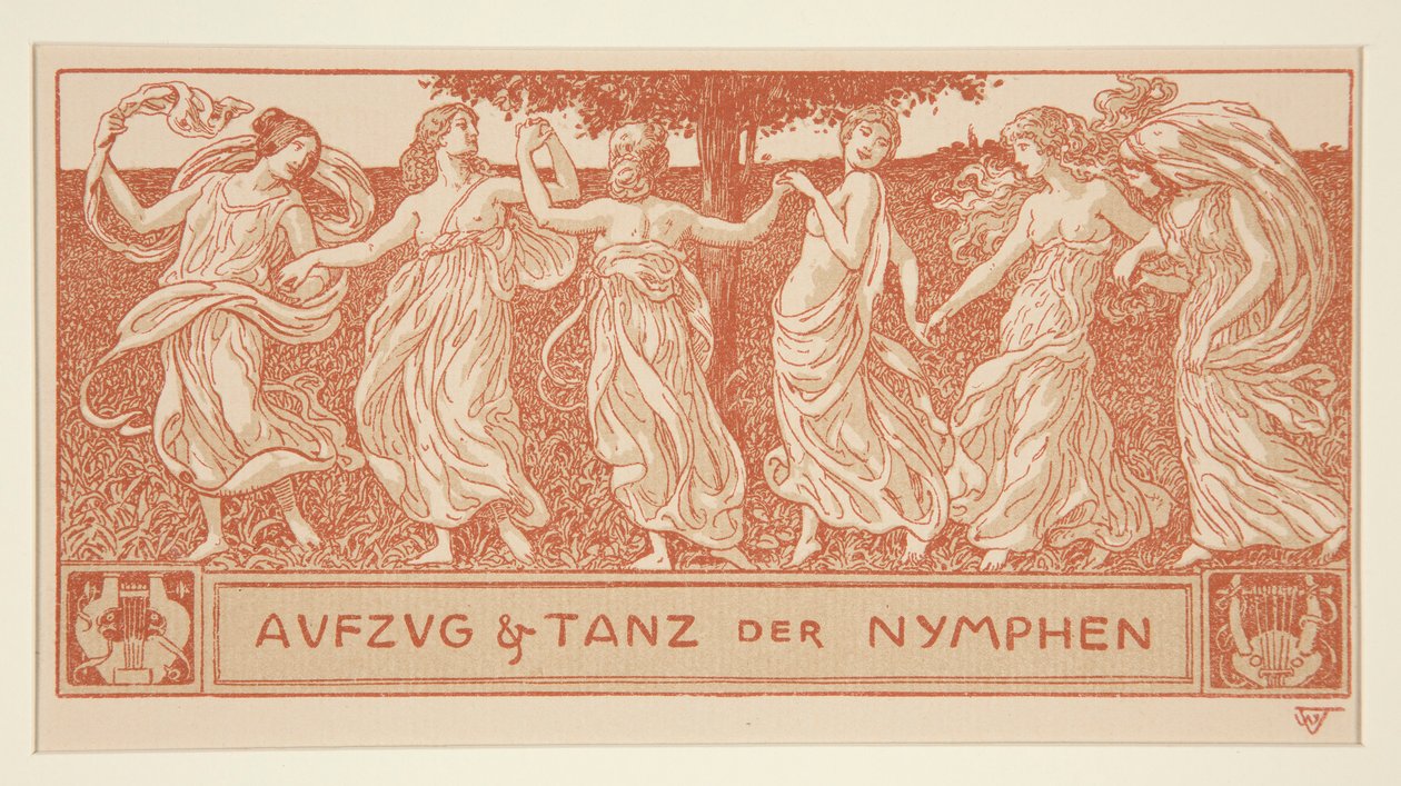 Optocht en dans van de nimfen door Wilhelm Volz
