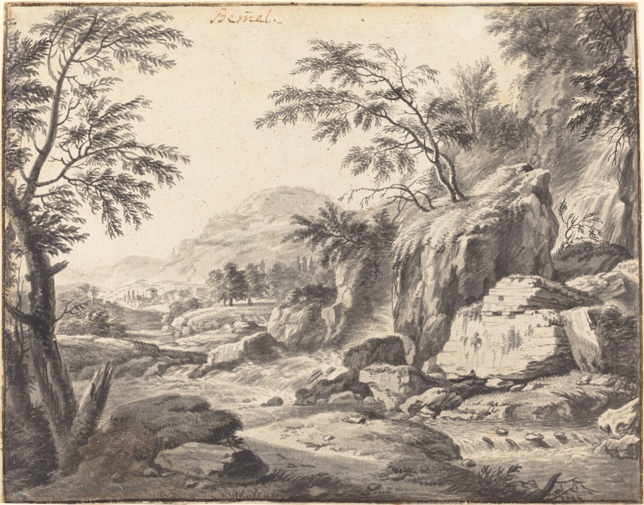 Klassiek Landschap met een Waterval door Wilhelm von Bemmel