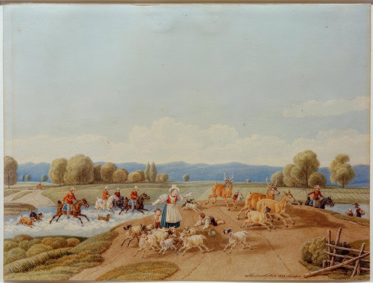 De hertenjacht door Wilhelm von Kobell