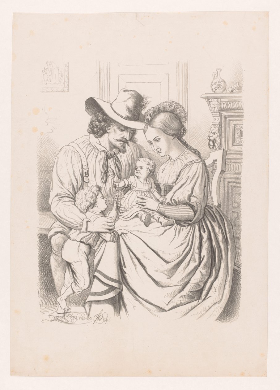 Gezin met jonge kinderen Derde tijdperk van het menschelijk leven Kunst-Album door W. P. van Geldorp (serie) door Wilhelmus Petrus van Geldorp