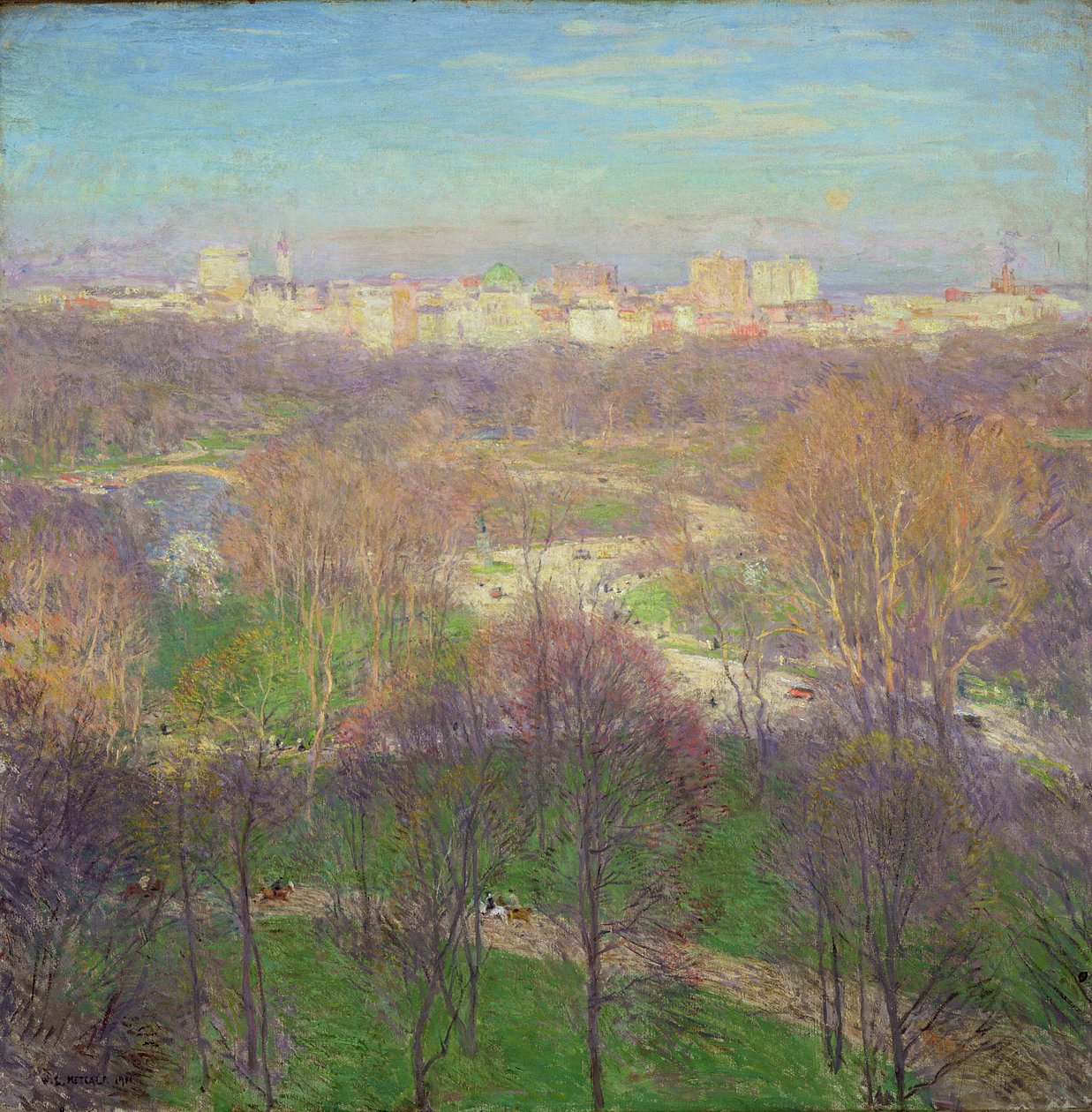 Vroege Lente Middag, Central Park, 1911 door Willard Leroy Metcalf