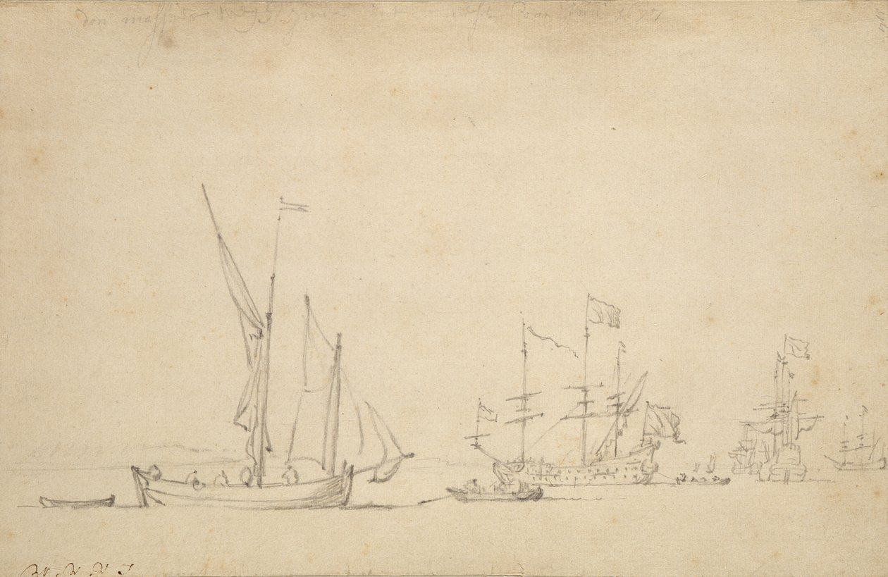 Schepen uit Sluis, 1677 door Willem van de Velde
