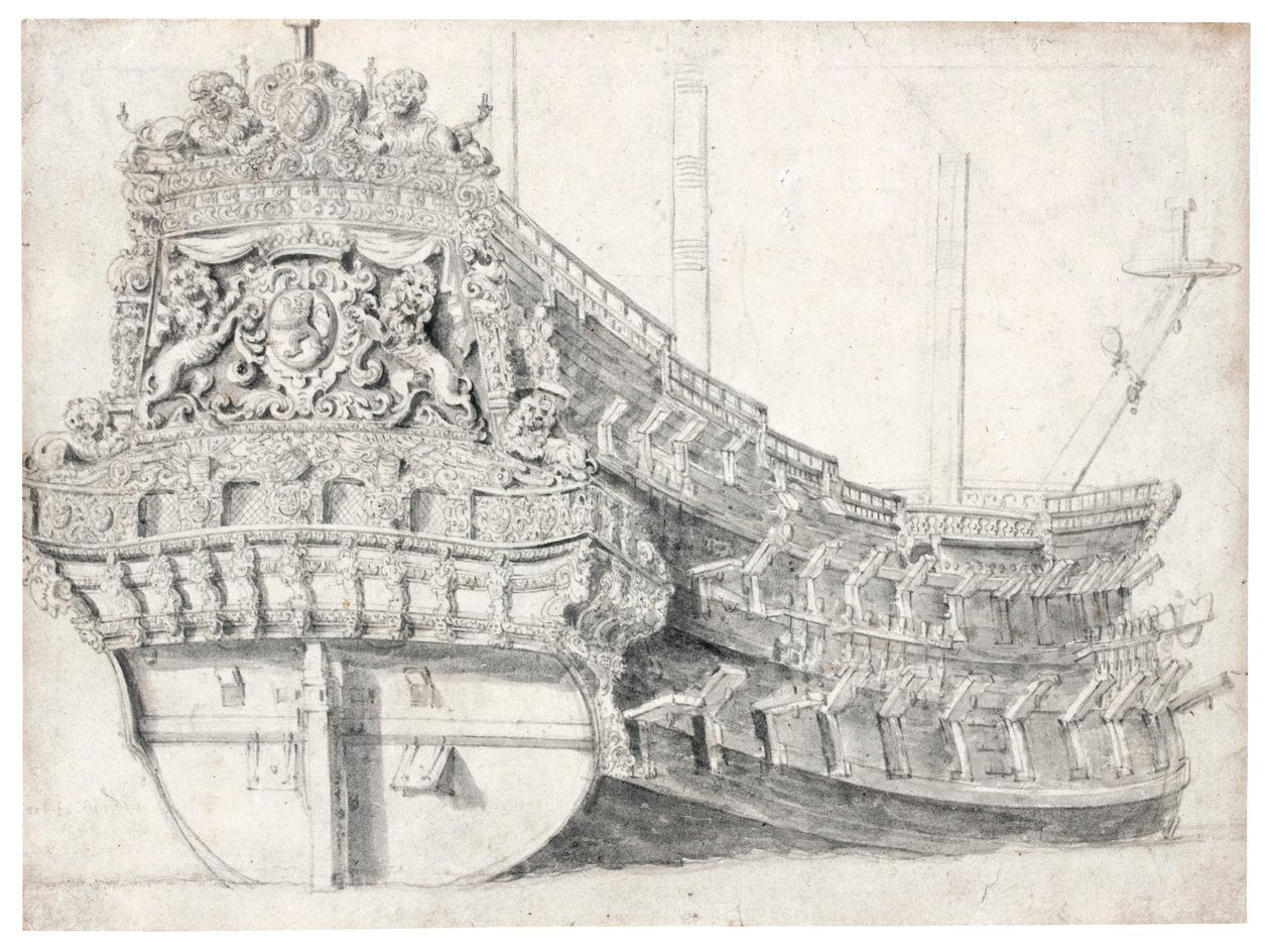 Portret van een oorlogsschip door Willem van de Velde the Elder