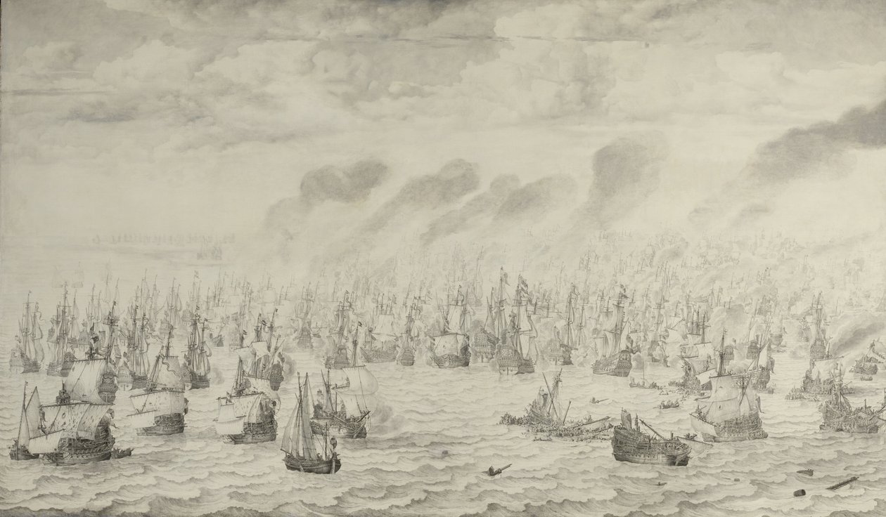 Episode uit de Eerste Engels-Nederlandse Oorlog (1652-54) door Willem van de Velde the Elder