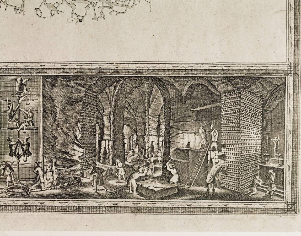 De zoutmijnen van Wieliczka bij Krakau produceerden ruwweg een derde van het inkomen van de Poolse koningen ... (gravure) door Willem (c.1597 1660) Hondius