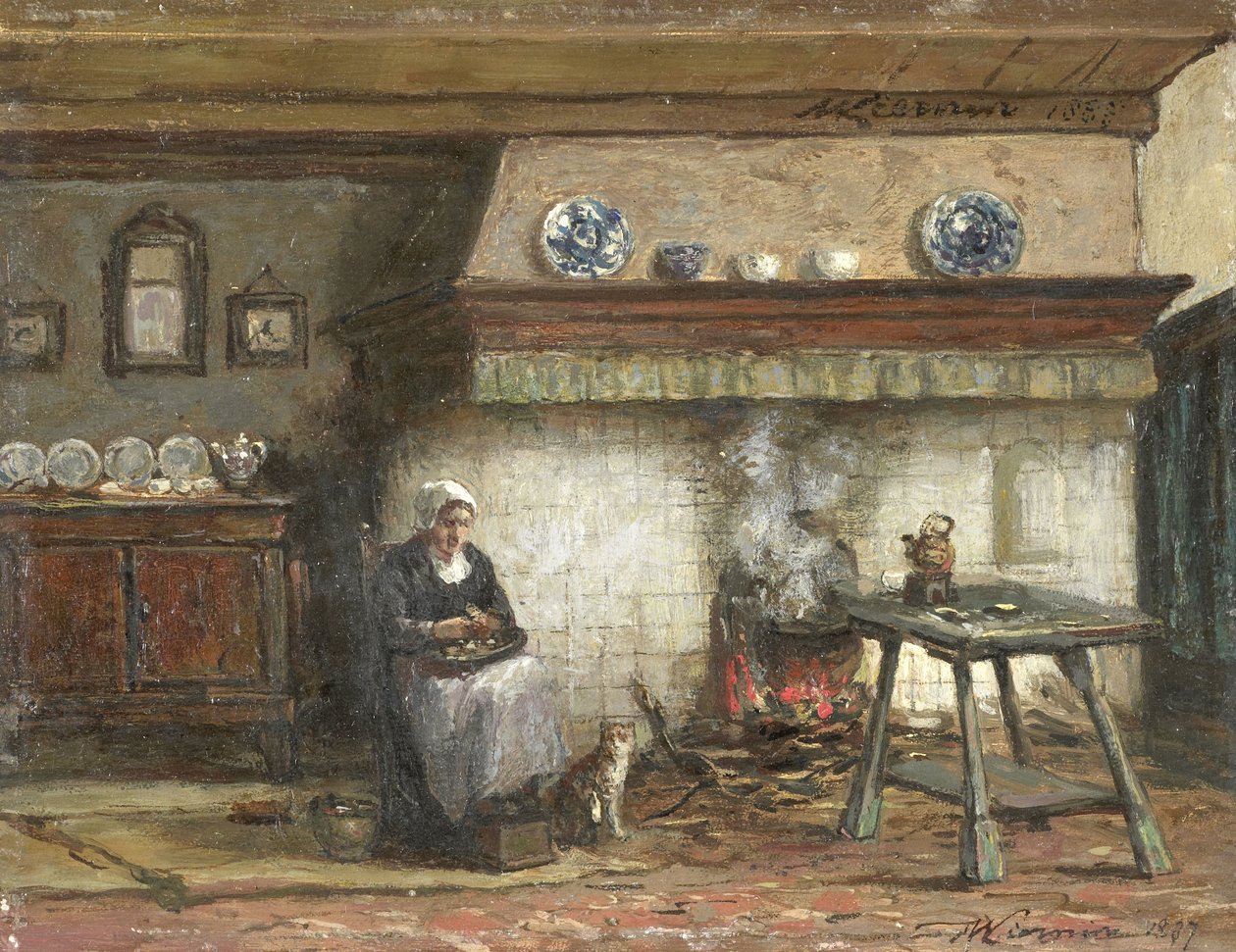 Interieur van een Cottage in Scheveningen door Willem Adriaan Alexander Liernur
