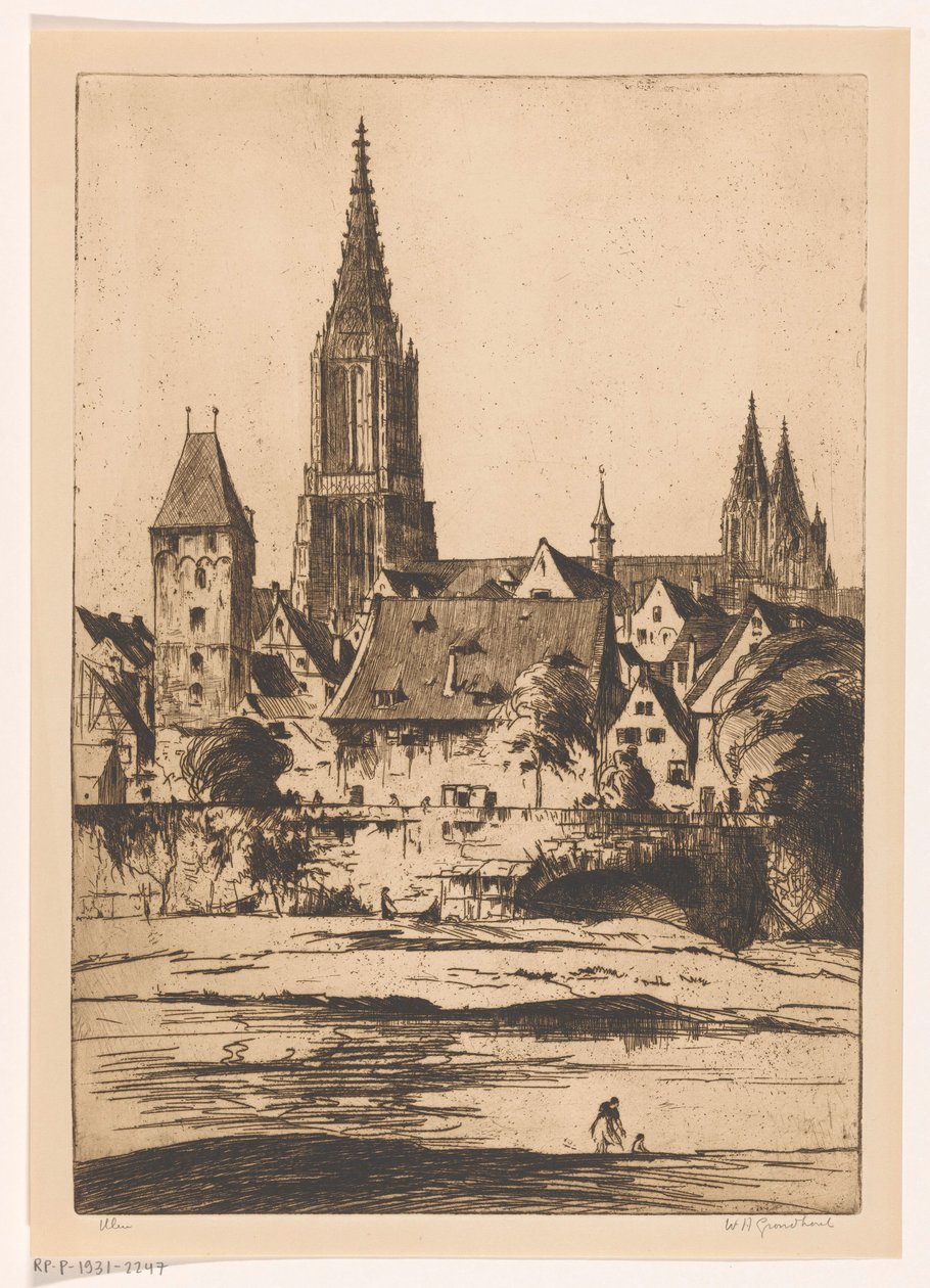 Ulm door Willem Adrianus Grondhout (signed by artist)