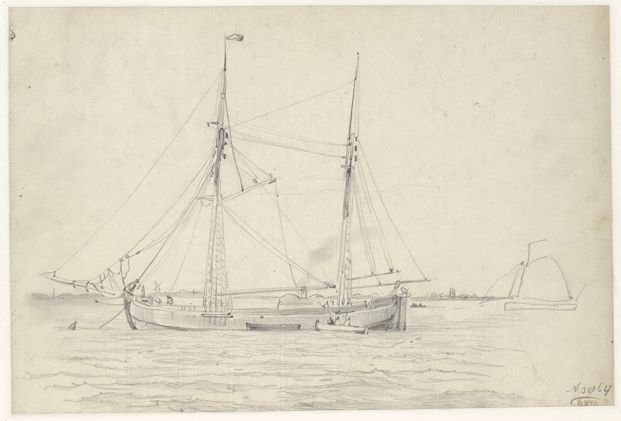 Schip op het water door Willem Anthonie van Deventer
