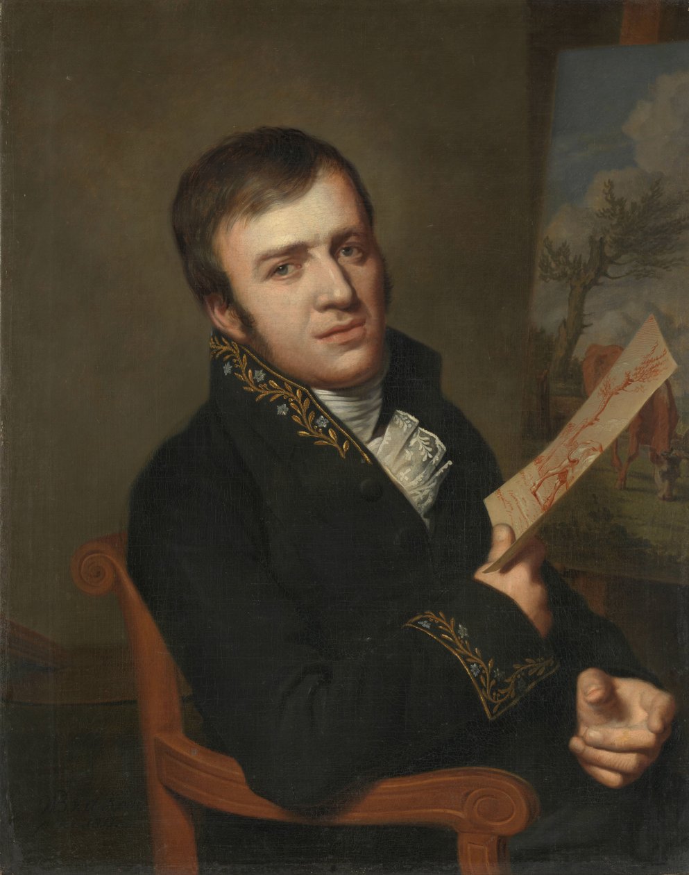 Jan (Baptist) Kobell II (1778-1814), schilder, in het uniform van een lid van het Koninklijk Instituut van Wetenschappen, Letterkunde en Schone Kunsten door Willem Bartel van der Kooi