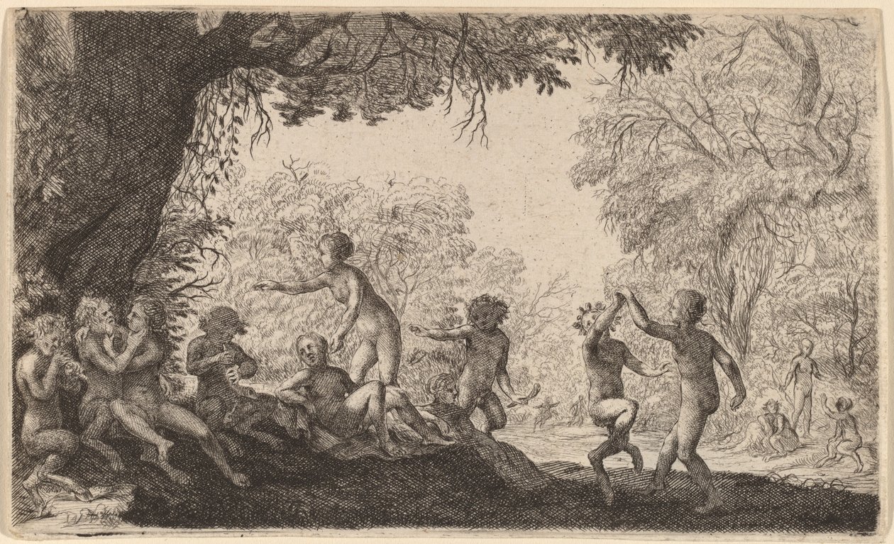 Bacchanaal met een Dansend Paar aan de Rechterkant door Willem Basse