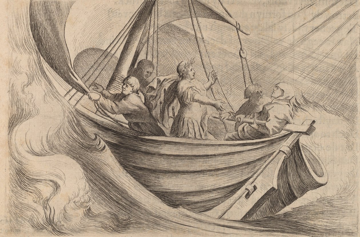 Caesar Steekt Stormachtige Zeeën Over, 1634 door Willem Basse