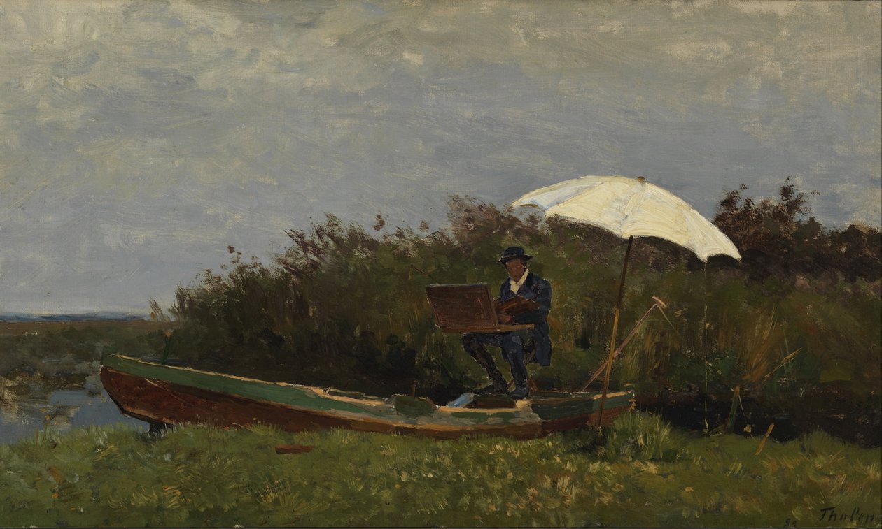 De Schilder Gabriël Werkend in een Boot, 1882 door Willem Bastiaan Tholen