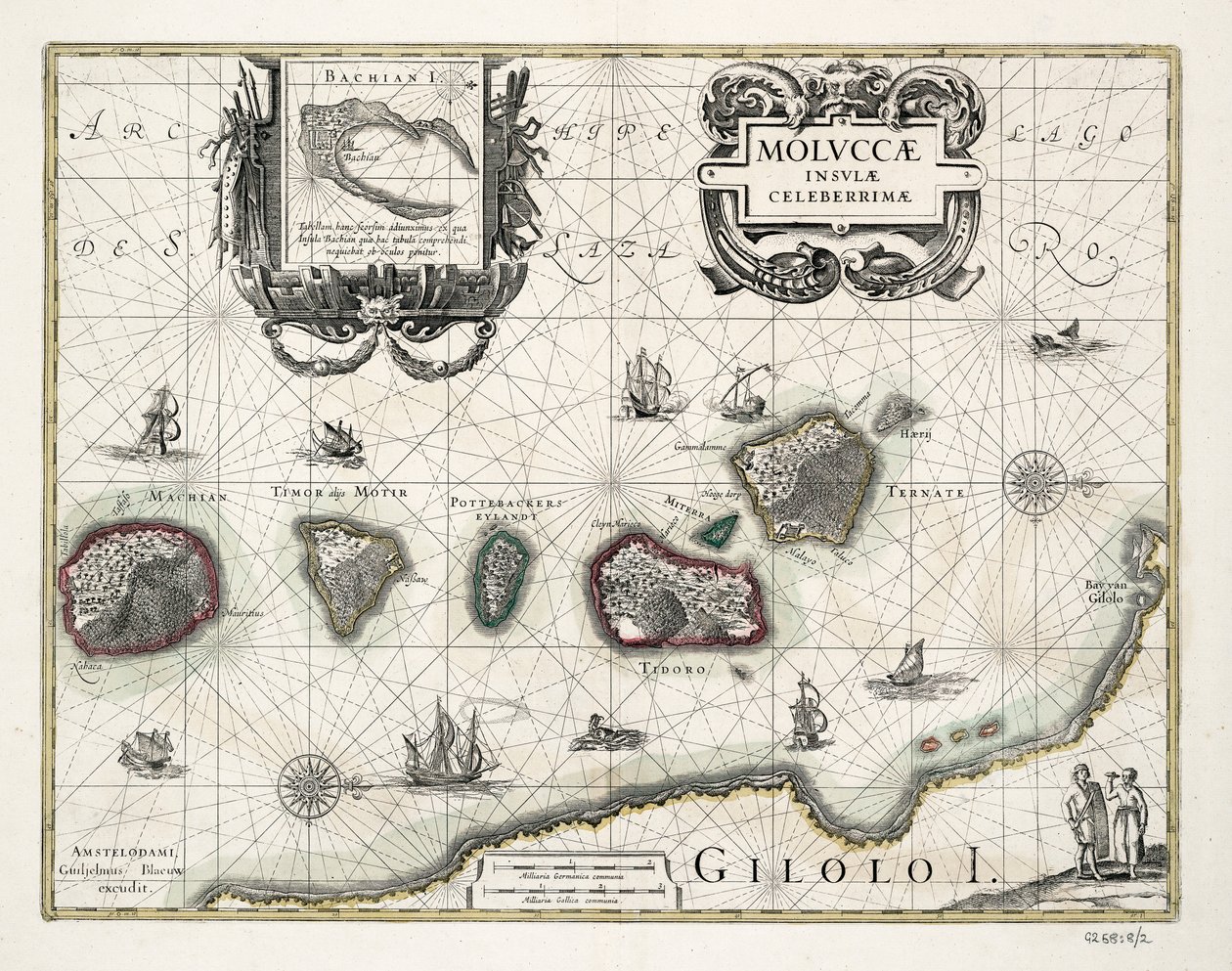 Kaart van de Molukken, Indonesië door Willem Blaeu