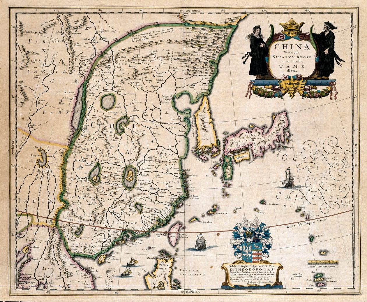 Kaart van China, Japan en Korea door Willem Blaeu