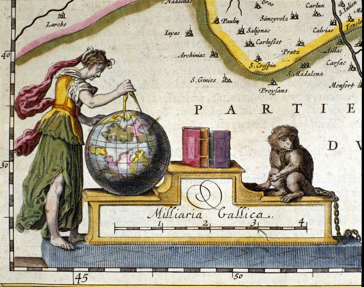 Meting van de Aarde. Detail van de atlas door Willem Janszoon Blaeu (1571-1638). Amsterdam 1630. door Willem Blaeu
