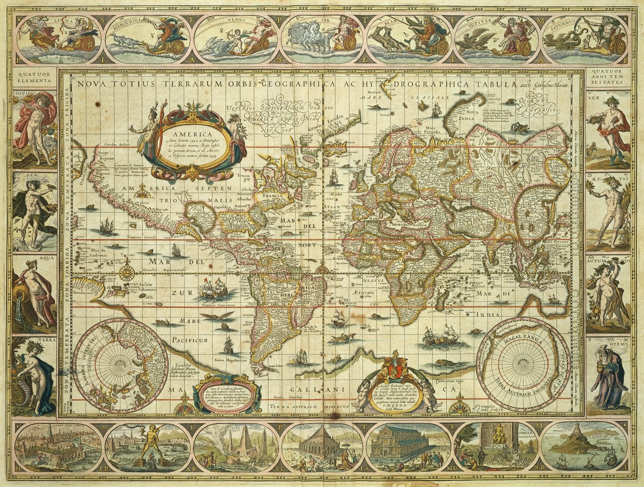 Nova Orbis Geographica ac Totius Terrarum Hydrographica door Willem Blaeu