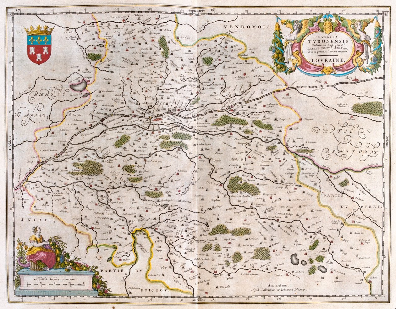 Riviervallei van de Loire met stad (Bloise, Amboise) - Touraine, in 