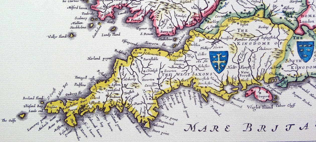 Schilden van Wessex en Sussex uit de Heptarchie; een verzamelnaam voor de Angelsaksische koninkrijken door Willem Blaeu
