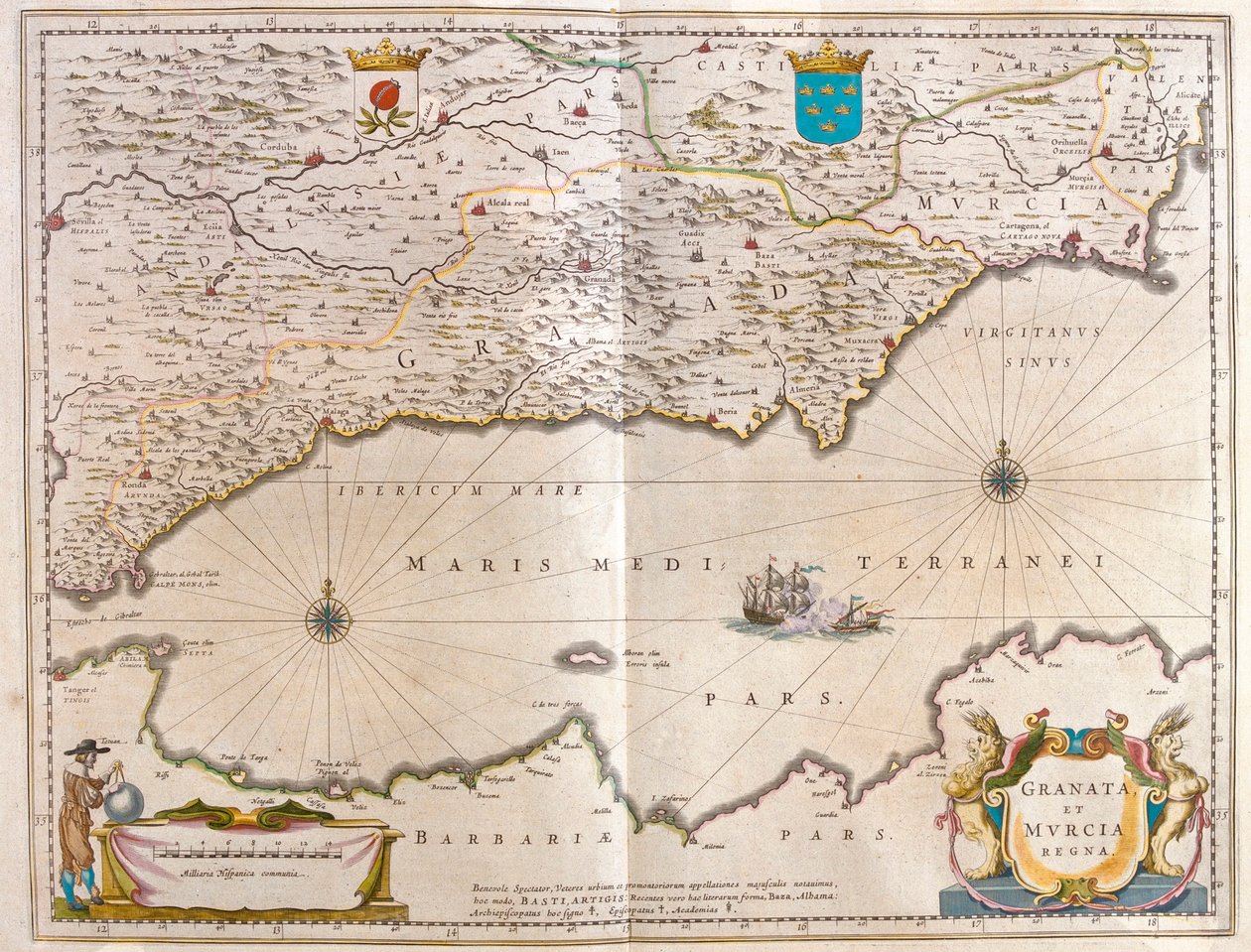 Straat van Gibraltar naar Alicante tot aan de Guadalquivir-vallei en Sevilla en de kust van Noord-Afrika, in 