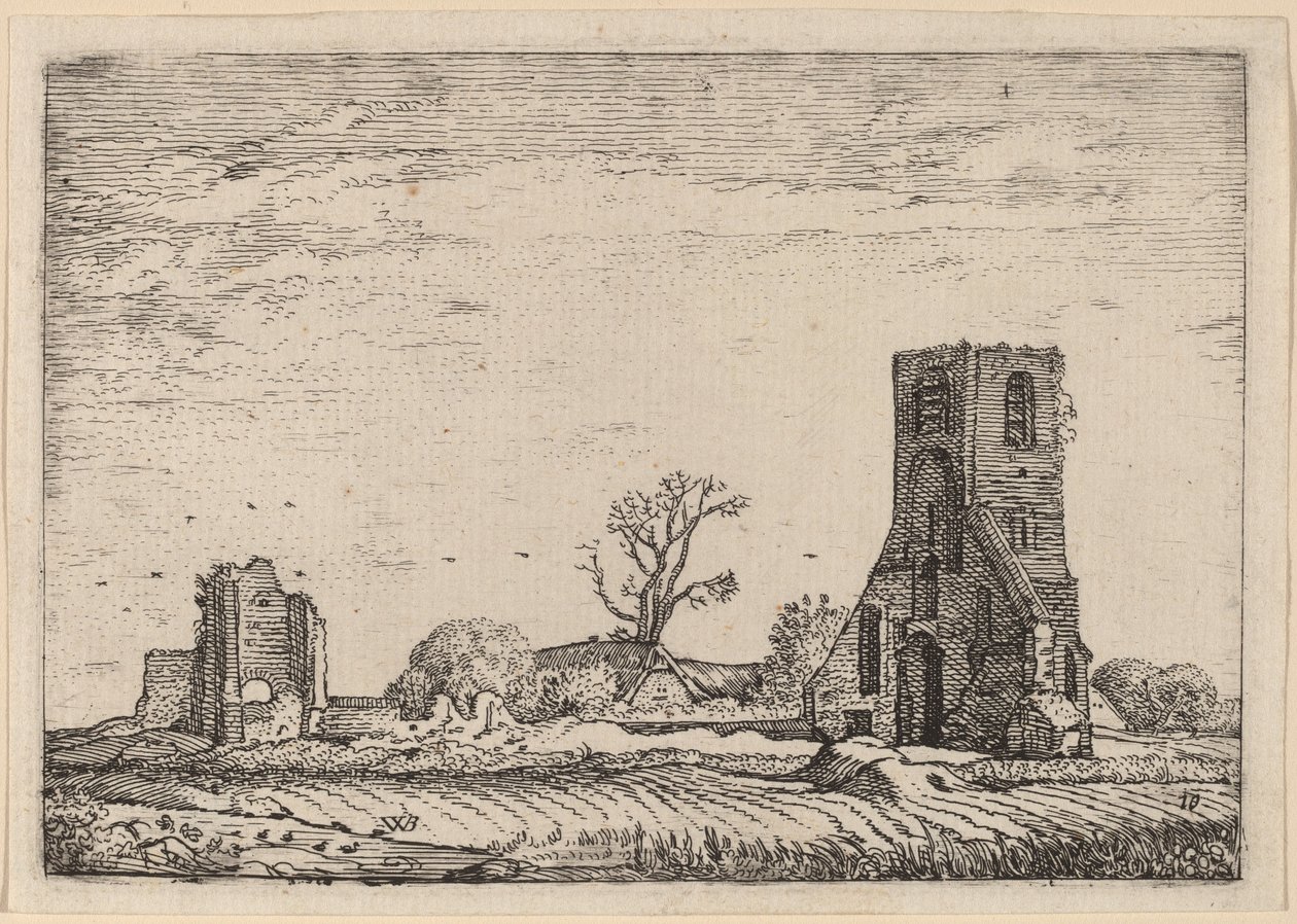Ruïnes van een Kerk (Kapel van Eykenduynen bij Den Haag) door Willem Buytewech