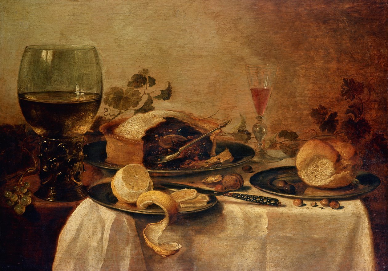 Stilleven met Vruchtentaart, 1635 door Willem Claesz. Heda