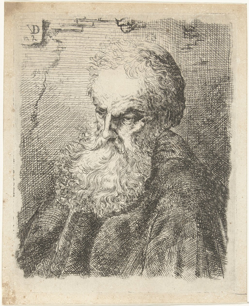 Borstbeeld van een oude man met baard door Willem Cornelis van Dijk