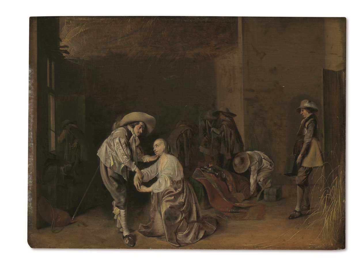 Soldaten die plunderen (olieverf op paneel) door Willem Cornelisz Duyster
