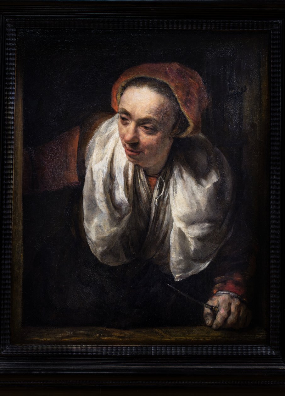 Oude vrouw bij haar raam door Willem Drost