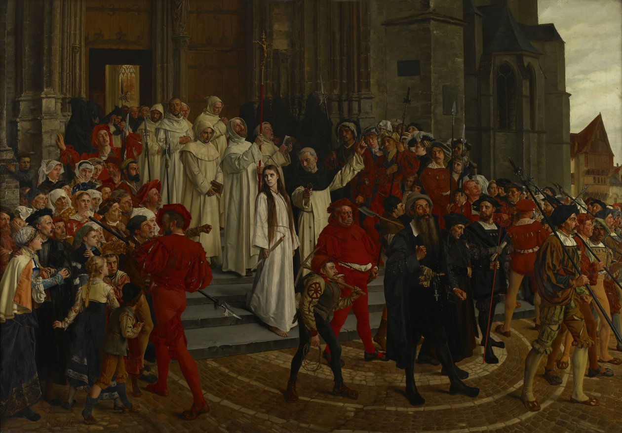 Een Martelaar van de 16e Eeuw - Johanna Van Santhoven, 1883 door Willem Geets