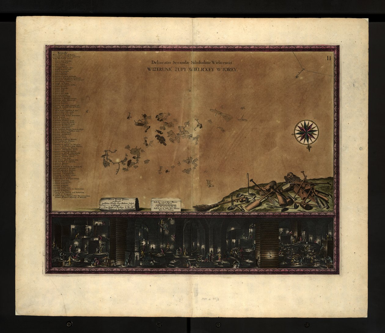 Kaart van de Wieliczka zoutmijnen door Willem Hondius