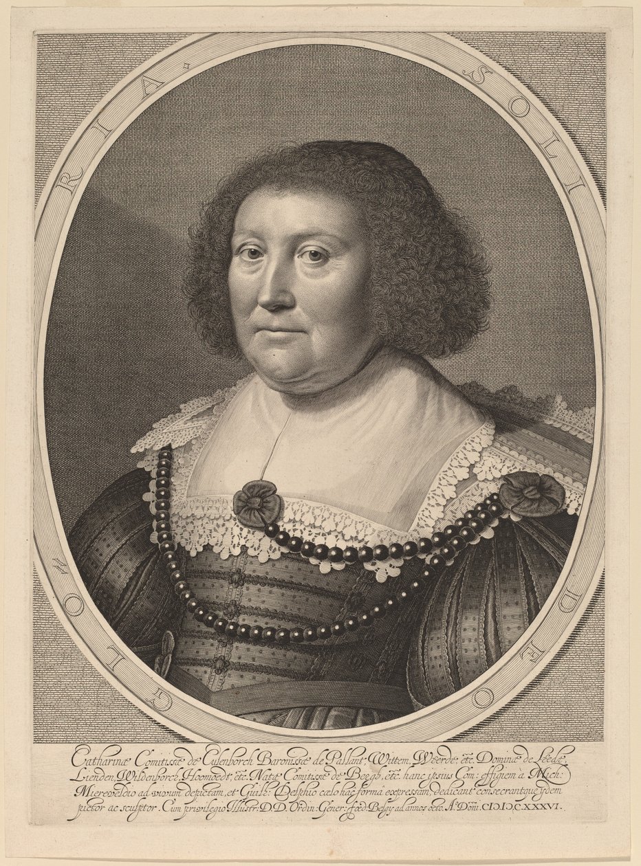 Catherine, gravin van Pallandt door Willem Jacobsz Delff after Michiel van Miereveld