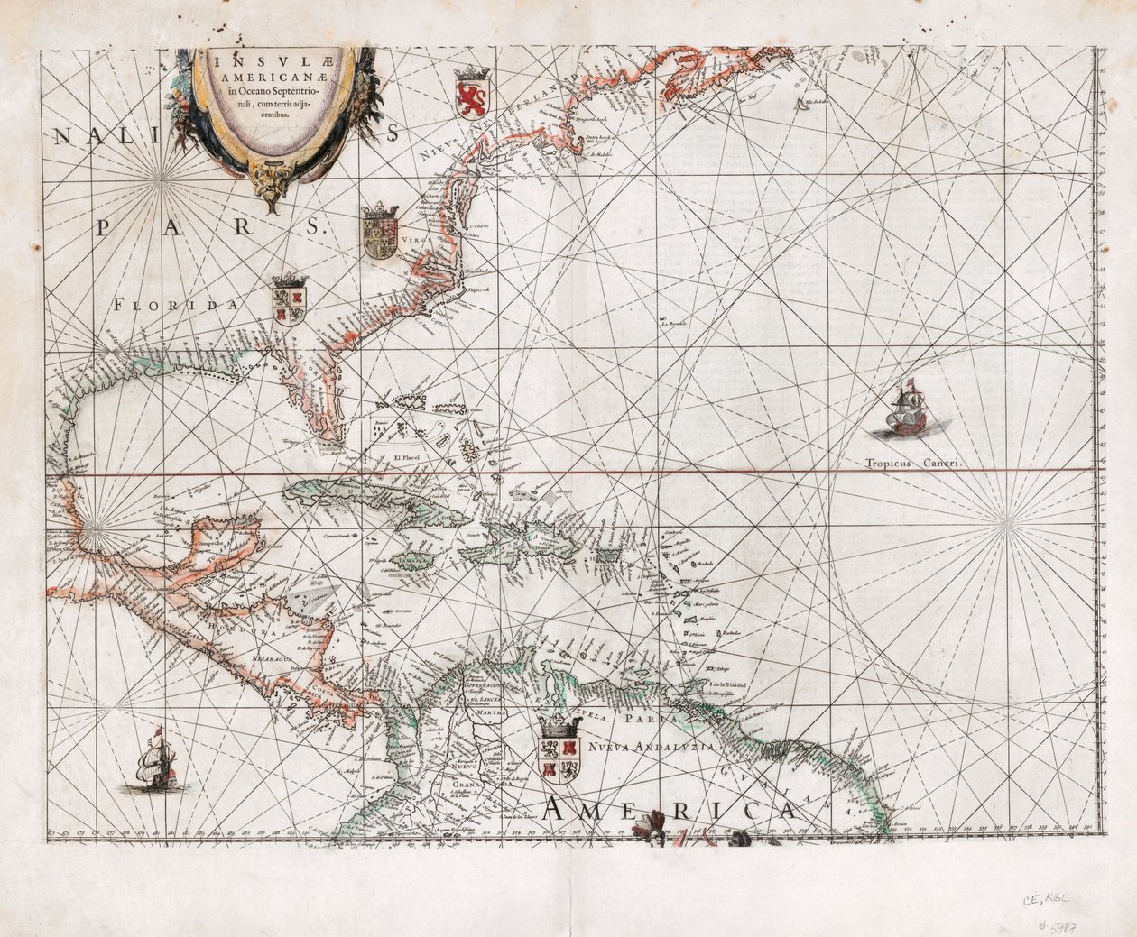 Insvlæ Americanæ in Oceano Septentrionali cum terris adjacentibus. LOC 2003630536 door Willem Janszoon Blaeu