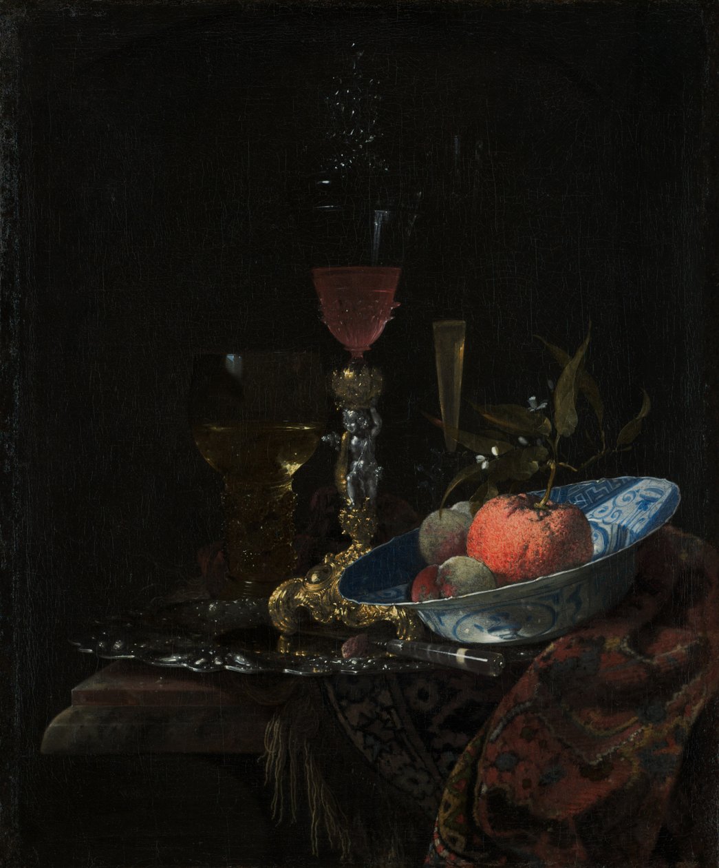Wijnglas en een Kom met Fruit, 1663 door Willem Kalf