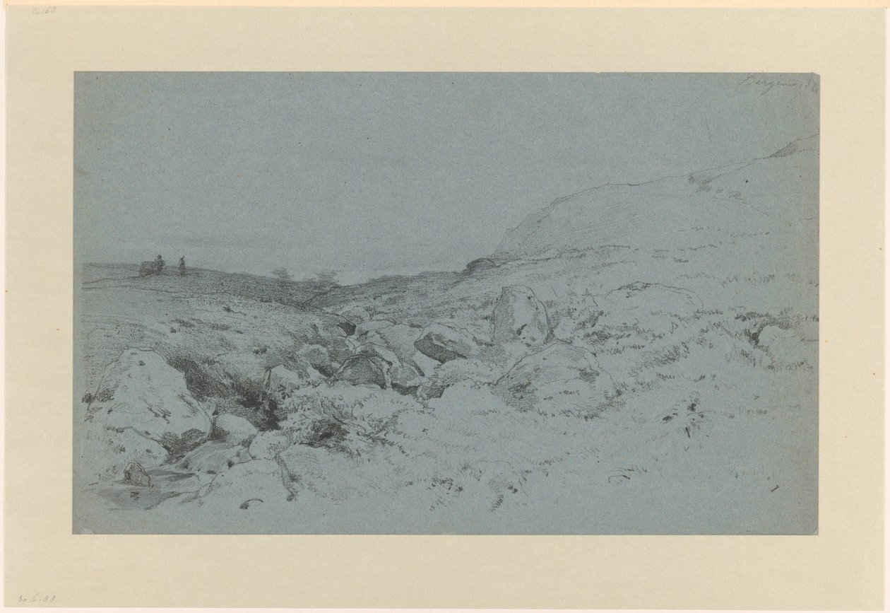 Heuvellandschap met beekje, bij Bergen in Noorwegen door Willem Maris