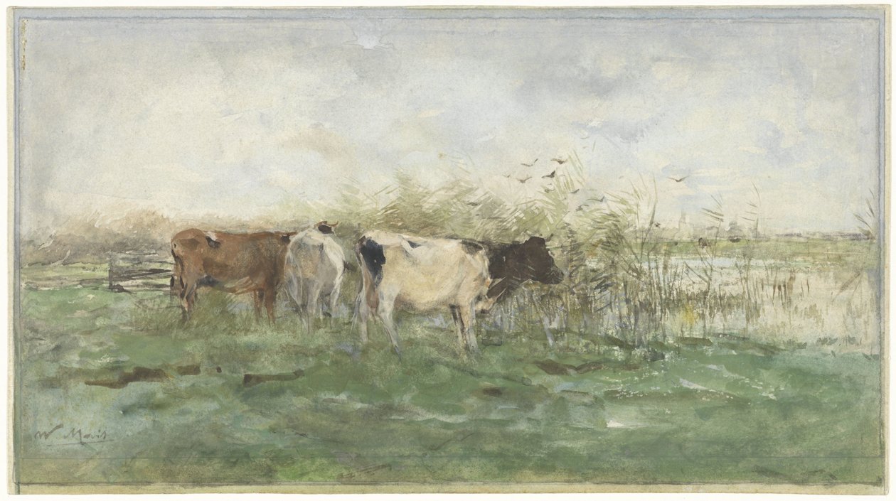 Koeien bij een plas door Willem Maris