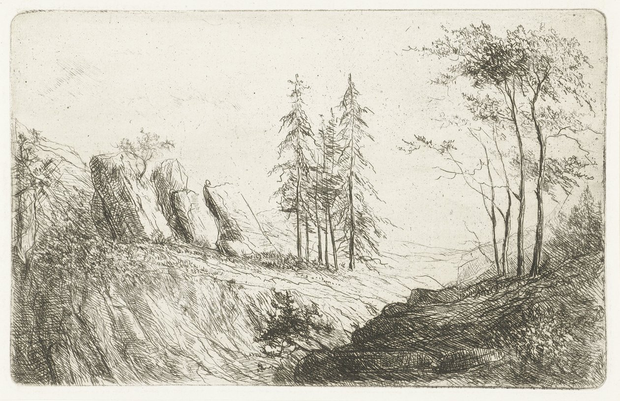 Berglandschap met bomen door Willem Matthias Jan van Dielen