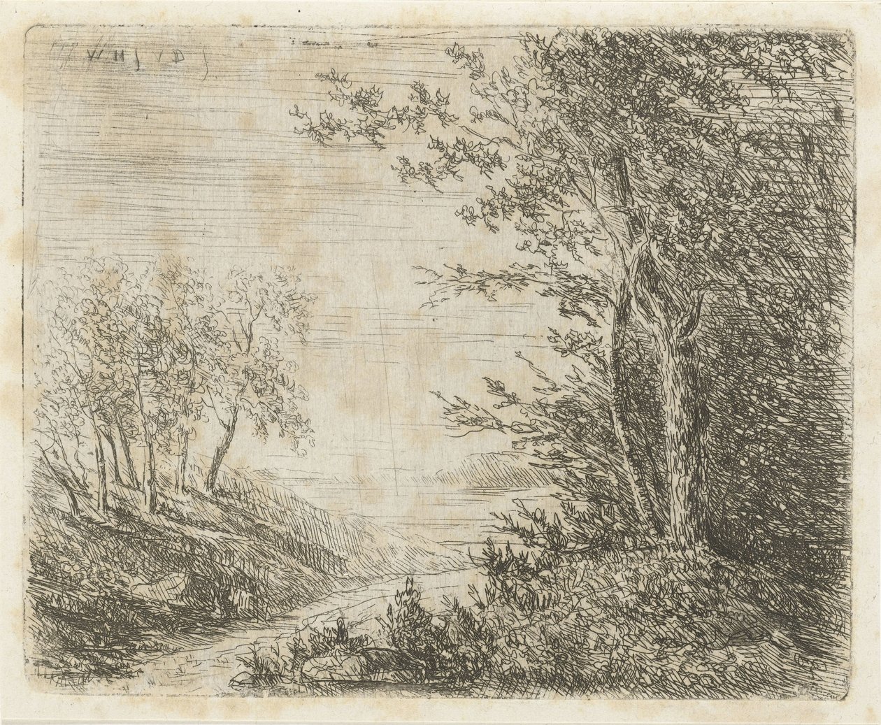 Heuvellandschap met beek door Willem Matthias Jan van Dielen